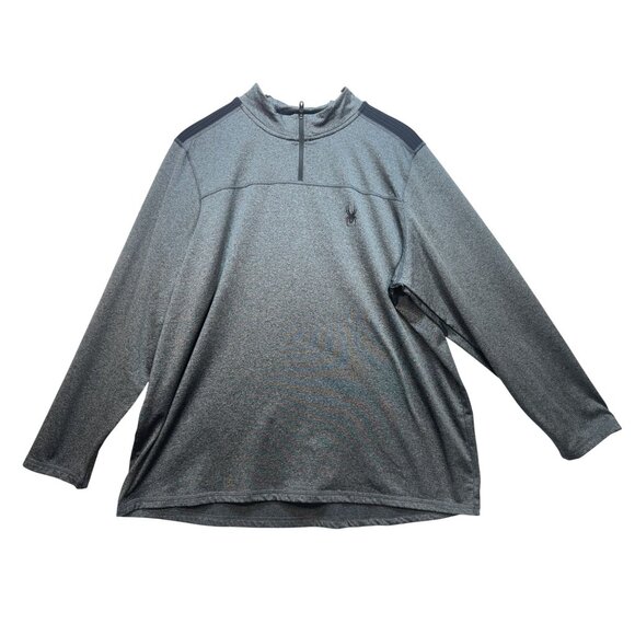 Spyder Mens Active Sweatshirt XL Gray 1/4 Zip Pullover Activewear Performance - Picture 2 of 10